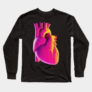 Realistic Heart Biology Science Retro Colorful Long Sleeve T-Shirt